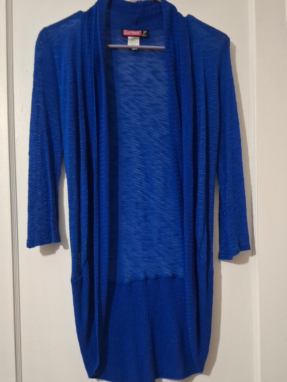 Say What? Royal Blue Open-Front Drape Cardigan